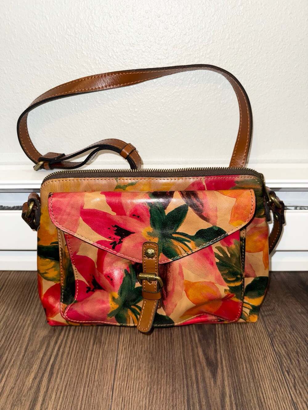 Patricia Nash Avelino Floral Leather Crossbody Bag